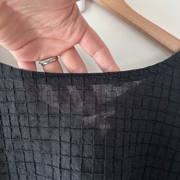 EILEEN FISHER Black Organic Cotton Grid Texture Top | Small - Picture 2 of 6